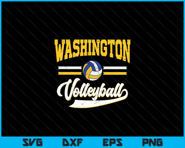 Retro Game Day Vintage Washington Volleyball SVG PNG Digital Cutting Files