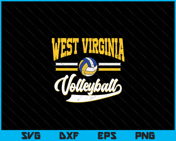 Retro Game Day Vintage West Virginia Volleyball SVG PNG Digital Cutting Files