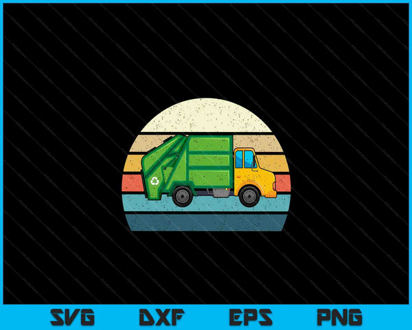 Retro Garbage Truck Dump Trash Collector Recycling Lover SVG PNG Digital Cutting Files