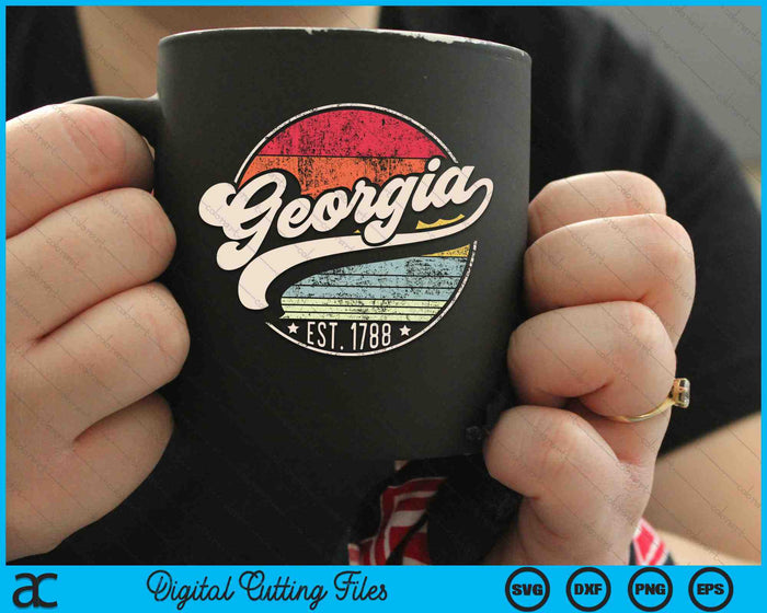 Retro Georgia Est 1788 Home State GA 70s Style Sunset SVG PNG Digital Cutting Files