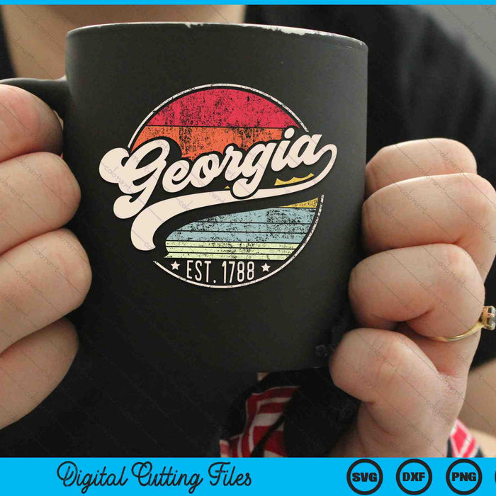 Retro Georgia Est 1788 Home State GA 70s Style Sunset SVG PNG Digital Cutting Files