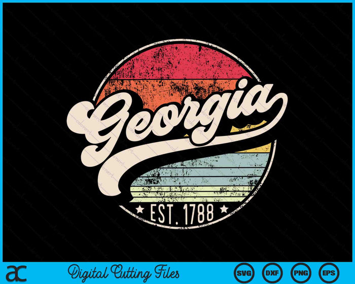 Georgia Home State GA Cool 70s Style Sunset SVG PNG Archivos de corte digital