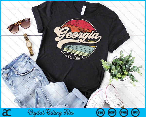 Georgia Home State GA Cool 70s Style Sunset SVG PNG Archivos de corte digital