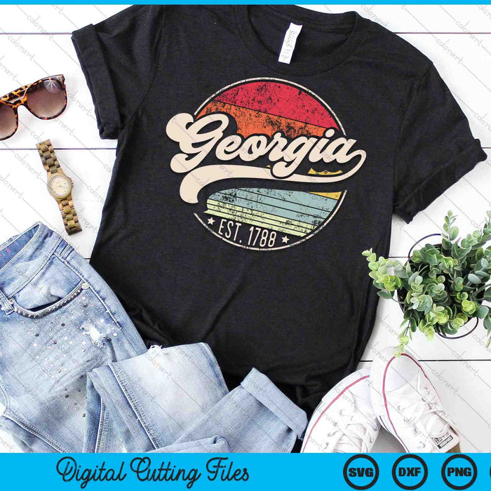 Georgia Home State GA Cool 70s Style Sunset SVG PNG Archivos de corte digital