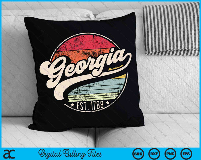 Georgia Home State GA Cool 70s Style Sunset SVG PNG Archivos de corte digital