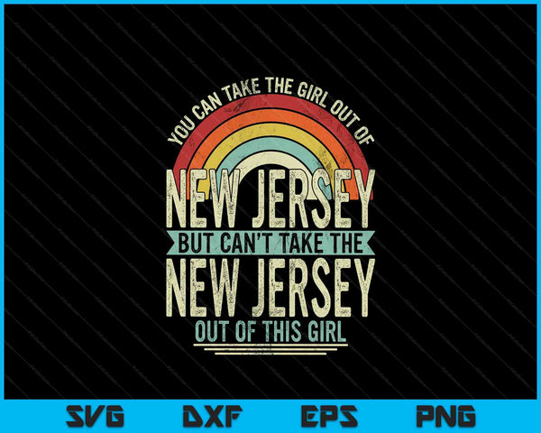 Retro girl out of New Jersey hometown home SVG cut file