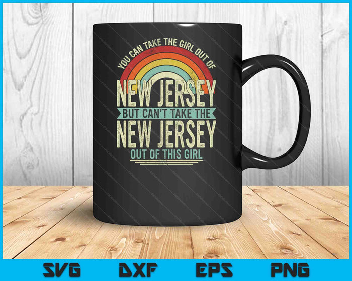 Retro Girl Out Of New Jersey Hometown Home New Jersey SVG PNG Digital Printable Files