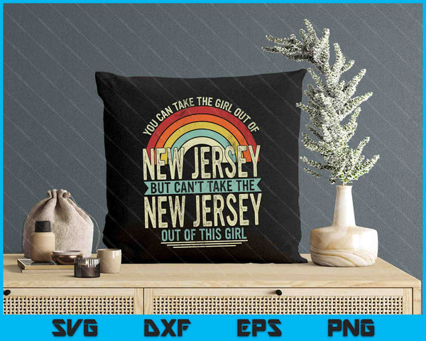 Retro Girl Out Of New Jersey Hometown Home New Jersey SVG PNG Digital Printable Files