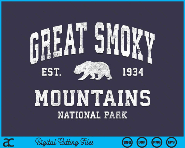 Retro Great Smoky Mountains National Park SVG PNG Digital Cutting File