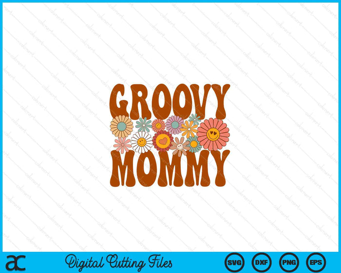 Retro Groovy Mommy Matching Family 1st Birthday Party SVG PNG Digital Printable Files