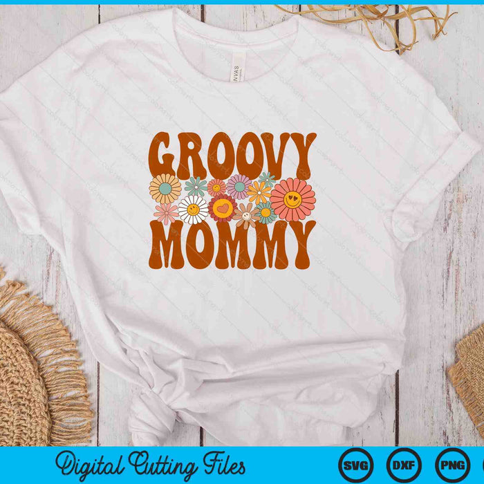 Retro Groovy Mommy Matching Family 1st Birthday Party SVG PNG Digital Printable Files