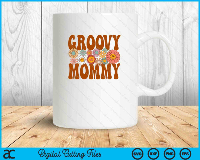 Retro Groovy Mommy Matching Family 1st Birthday Party SVG PNG Digital Printable Files