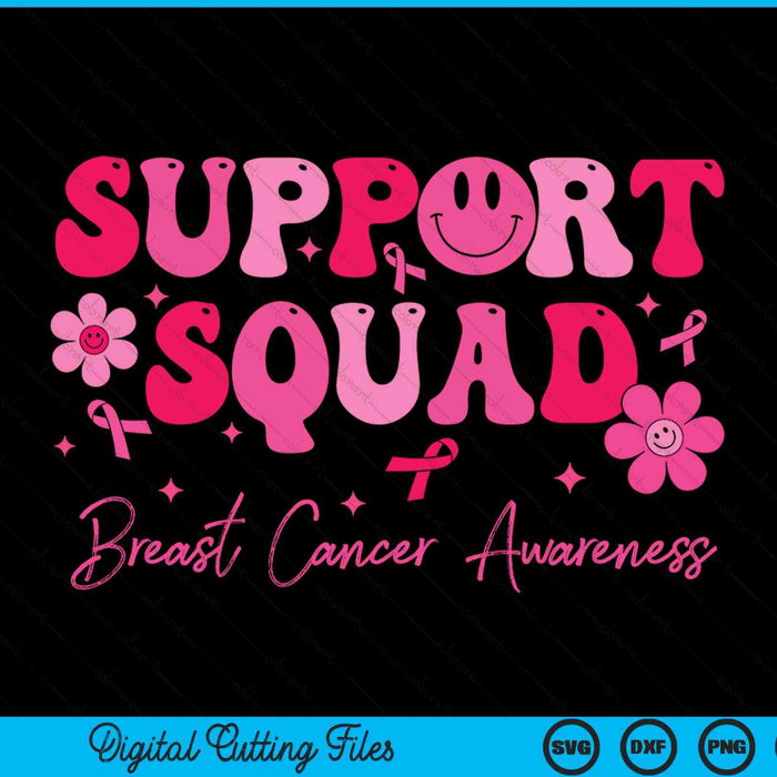 Retro groovy support squad breast cancer awareness SVG cut file