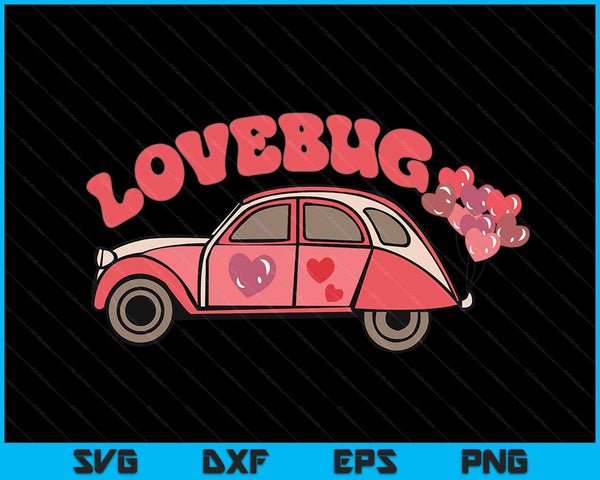 Retro Groovy Valentine Lovebug Hippie Funny Valentines Day SVG PNG Digital Cutting Files