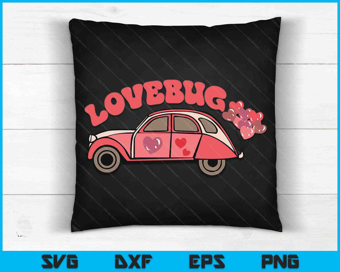 Retro Groovy Valentine Lovebug Hippie Funny Valentines Day SVG PNG Digital Cutting Files