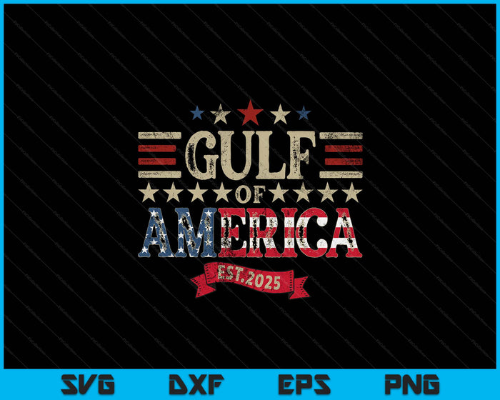 Retro Gulf Of Usa America Est 2025 American Flag Gulf Mexico SVG PNG Digital Printable Files