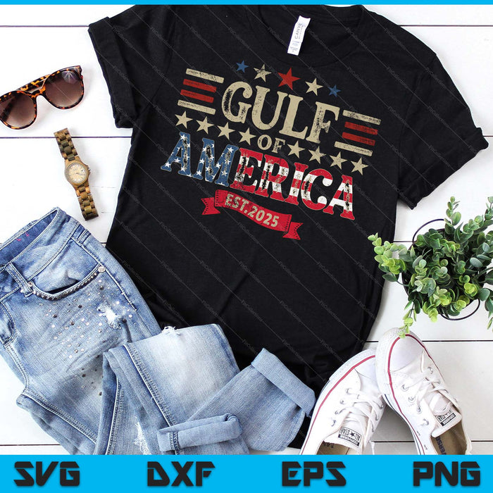 Retro Gulf Of Usa America Est 2025 American Flag Gulf Mexico SVG PNG Digital Printable Files