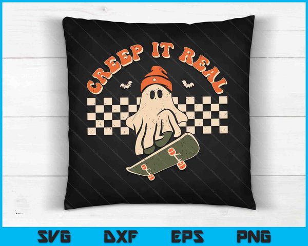 Retro Halloween Creep it Real Vintage Cute Ghost Halloween SVG PNG Cutting Printable Files