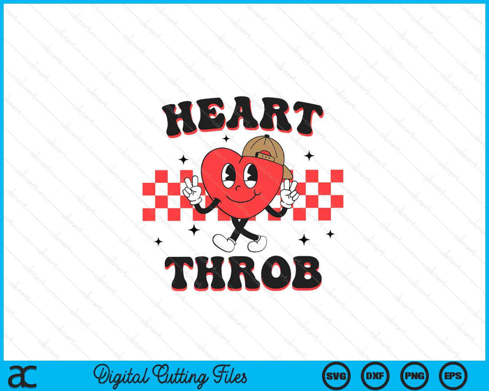 Retro Heart Throb Checkered Toddler Boy Funny Valentines Day SVG PNG Digital Printable Files