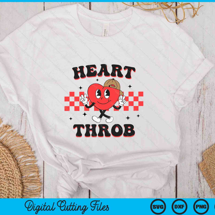 Retro Heart Throb Checkered Toddler Boy Funny Valentines Day SVG PNG Digital Printable Files