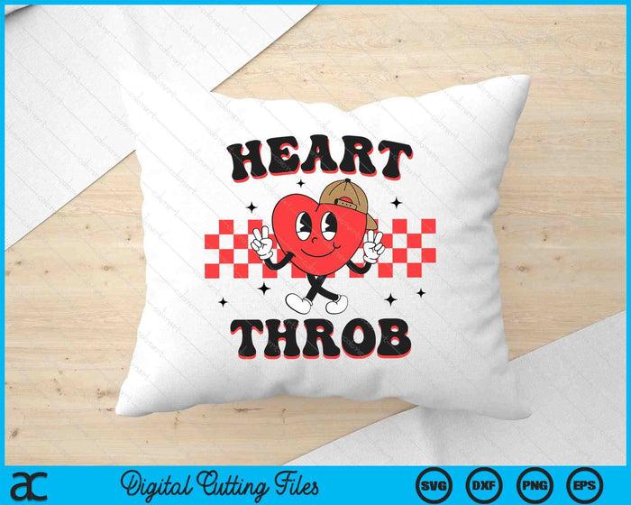Retro Heart Throb Checkered Toddler Boy Funny Valentines Day SVG PNG Digital Printable Files