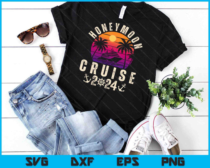 Retro Honeymoon Cruise 2024 Couples Trip Vacation Caribbean SVG PNG Digital Cutting File