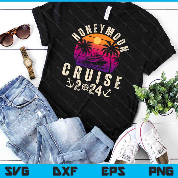 Retro Honeymoon Cruise 2024 Couples Trip Vacation Caribbean SVG PNG Digital Cutting File