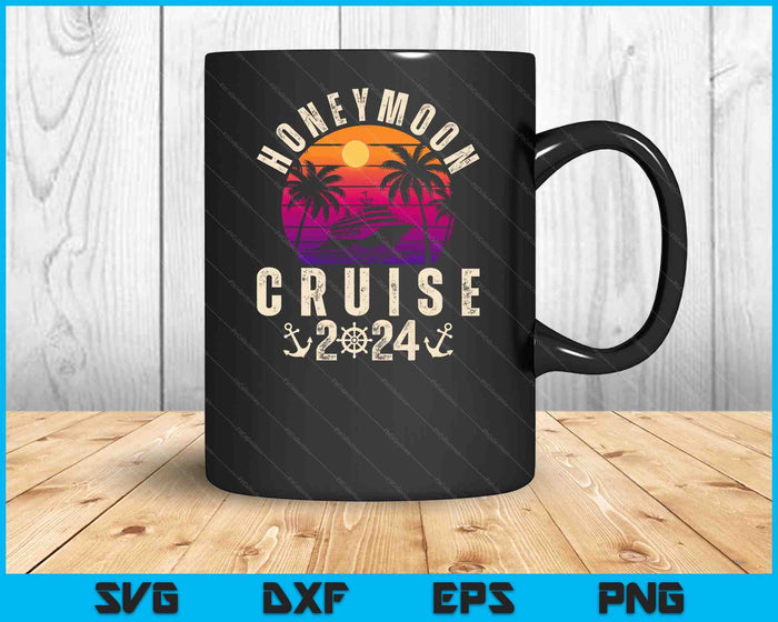 Retro Honeymoon Cruise 2024 Couples Trip Vacation Caribbean SVG PNG Digital Cutting File