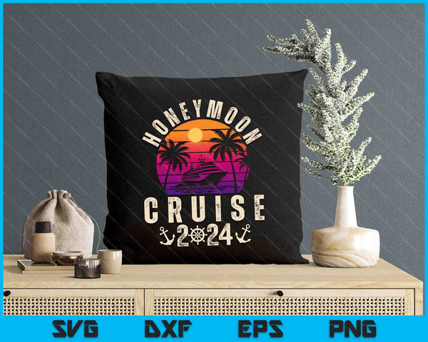 Retro Honeymoon Cruise 2024 Couples Trip Vacation Caribbean SVG PNG Digital Cutting File