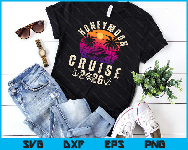 Retro Honeymoon Cruise 2026 Couples Trip Vacation Caribbean SVG PNG Digital Cutting File