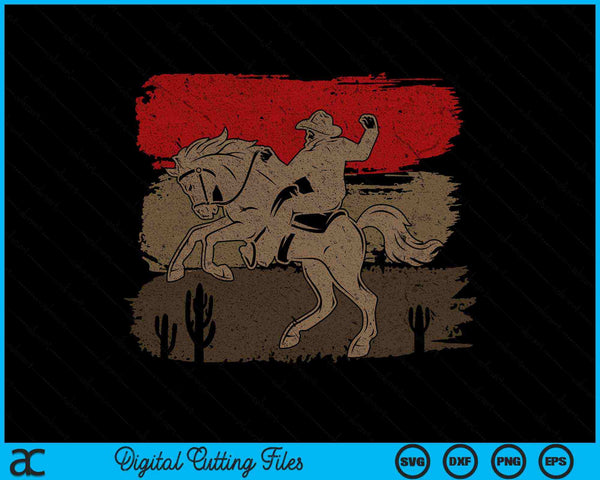 Retro Horse Riding Western Cowboy SVG PNG Digital Cutting Files