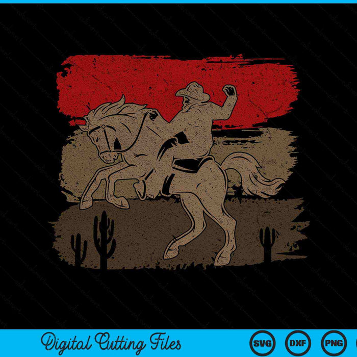 Retro Horse Riding Western Cowboy SVG PNG Digital Cutting Files