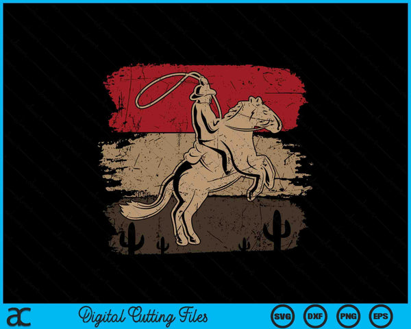 Retro Horse Riding Western Cowboy SVG PNG Digital Printable Files