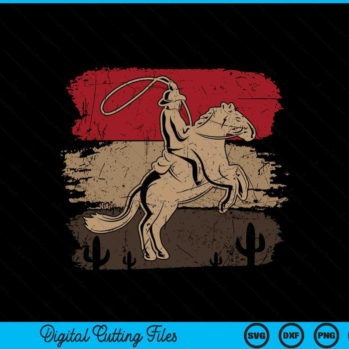 Retro horse riding western cowboy SVG cut file