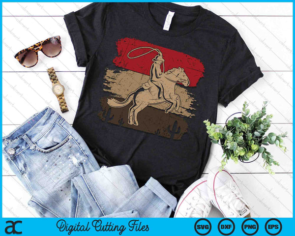 Retro Horse Riding Western Cowboy SVG PNG Digital Printable Files