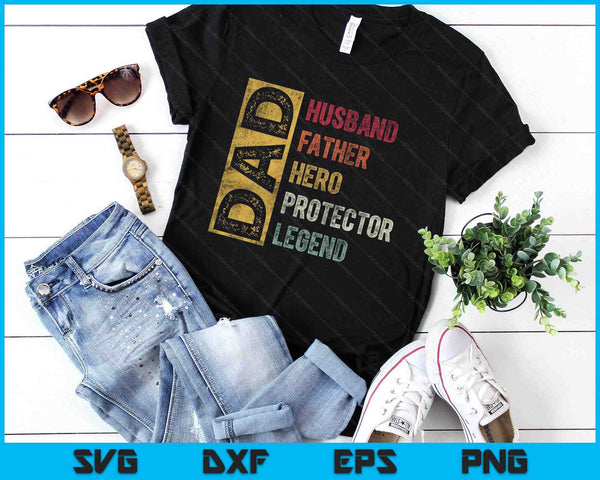 Retro Husband Father Hero Protector Legend Father Day Dad SVG PNG Digital Printable Files