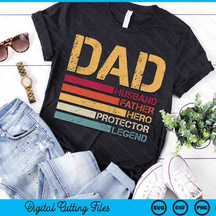 Retro Husband Father Hero Protector Legend Father Day Dad SVG PNG Digital Printable Files