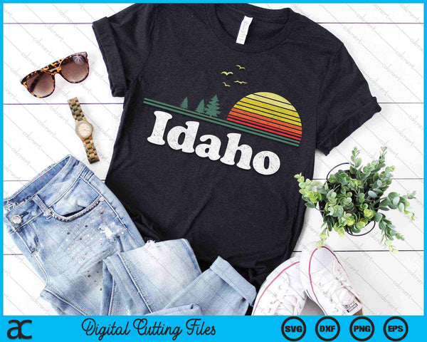 Retro Idaho State Park ID Home Design SVG PNG Digital Cutting Files - on a t-shirt