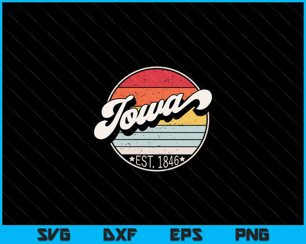 Retro Iowa home state ia cool 70s style sunset SVG cut file