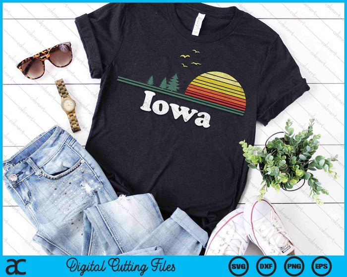 Retro Iowa State Park IA Home Design SVG PNG Archivos de corte digital