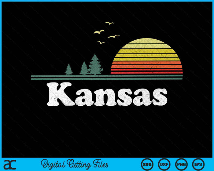 Retro Kansas State Park KS Home Design SVG PNG Archivos de corte digital