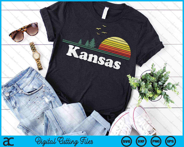 Retro Kansas State Park KS Home Design SVG PNG Archivos de corte digital