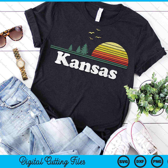 Retro Kansas State Park KS Home Design SVG PNG Archivos de corte digital