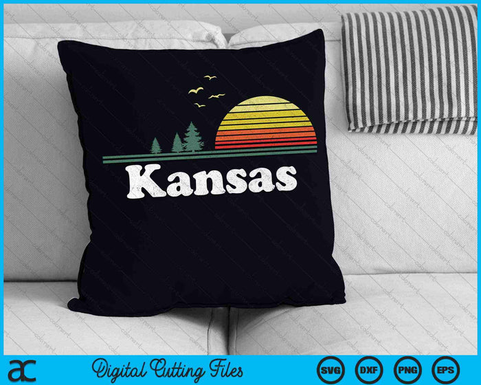 Retro Kansas State Park KS Home Design SVG PNG Archivos de corte digital