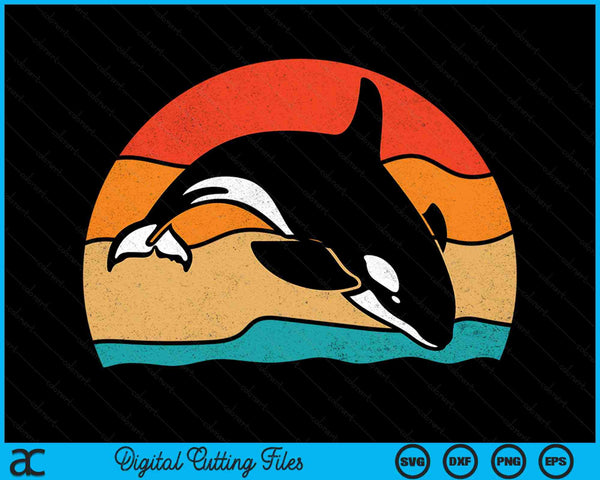 Retro Killer Whale SVG PNG Digital Printable Files