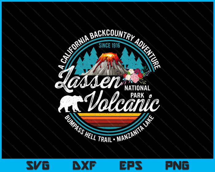 Retro Lassen Volcanic National Park Vintage Hiking Camping SVG PNG Digital Printable Files