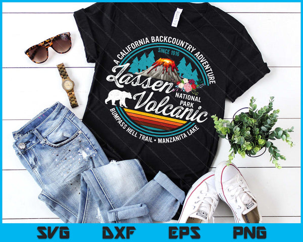 Retro Lassen Volcanic National Park Vintage Hiking Camping SVG PNG Digital Printable Files