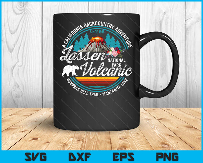 Retro Lassen Volcanic National Park Vintage Hiking Camping SVG PNG Digital Printable Files