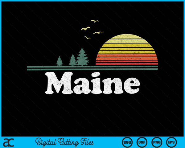 Retro Maine State Park ME Home Design SVG PNG Archivos de corte digital