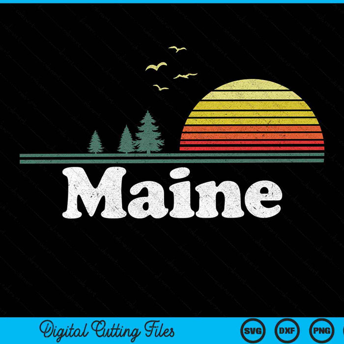 Retro Maine State Park ME Home Design SVG PNG Archivos de corte digital